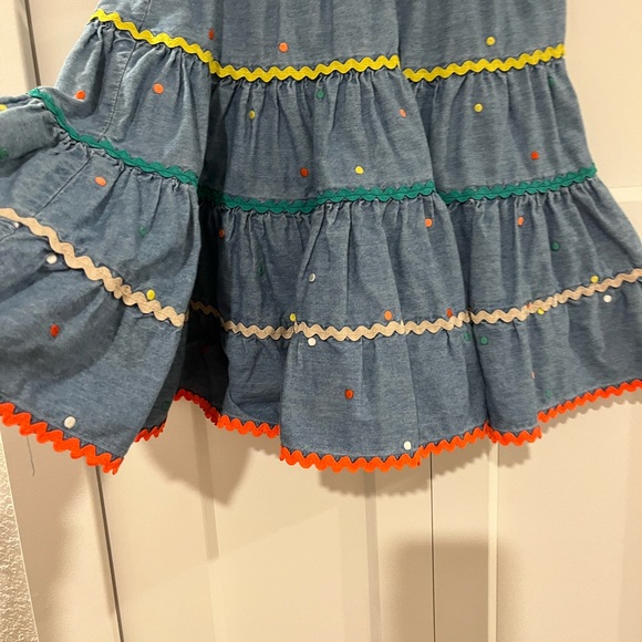 MINI BODEN PRE-LOVED TIER LAYER DENIM SWING SKIRT WITH ELASTIC WAISTBAND TIE - Picture 5 of 17